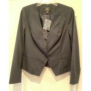 Worthington Black Gray Stripe One Button Blazer Dress Jacket Small Womens NEW